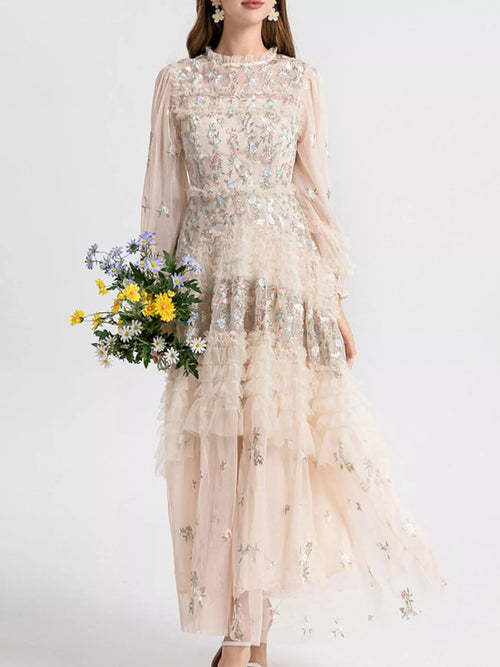 Hazel Blues® |  Floral Tulle Layered Maxi Dress