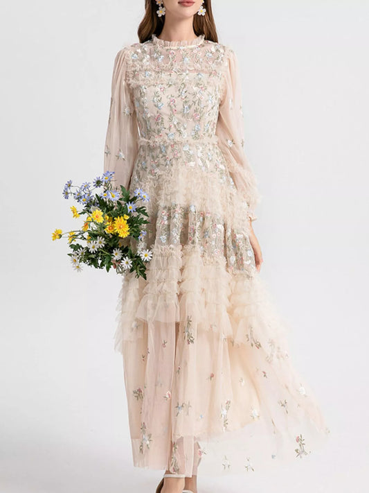 Hazel Blues® |  Floral Tulle Layered Maxi Dress
