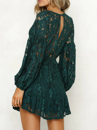 Hazel Blues® |  Lace V-Neck Long Sleeve Mini Dress