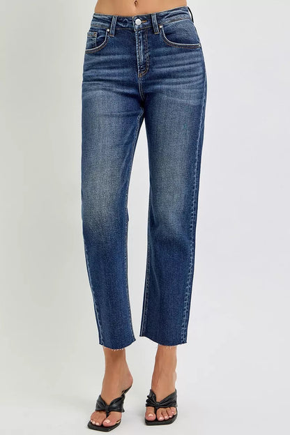 Hazel Blues® |  RISEN High Rise Slim Barrel Jeans