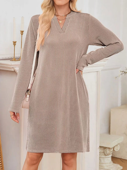 Hazel Blues® |  Casual Ribbed Knit Long Sleeve Dress