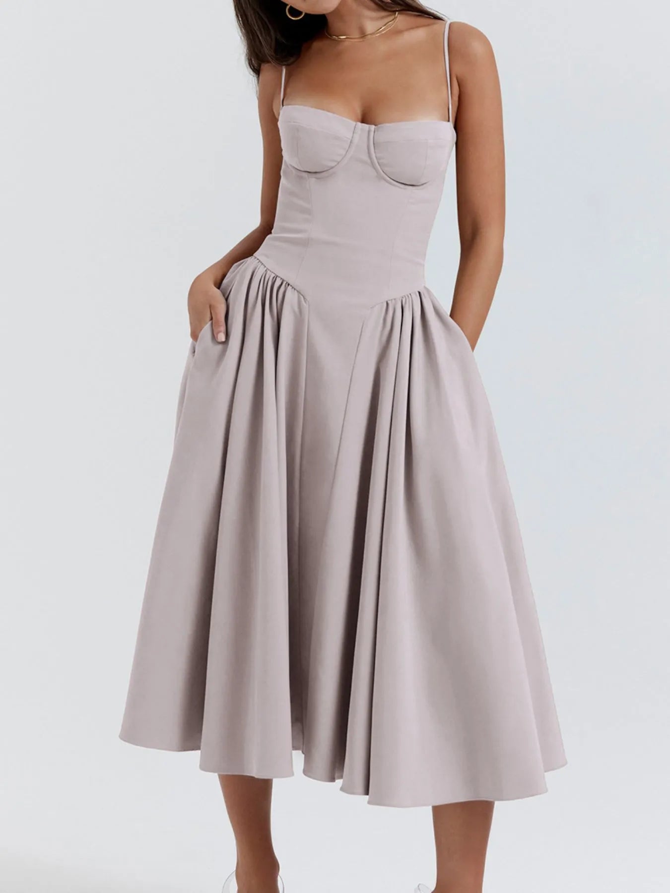 Hazel Blues® |  Ruched Sweetheart Neck Cami Dress