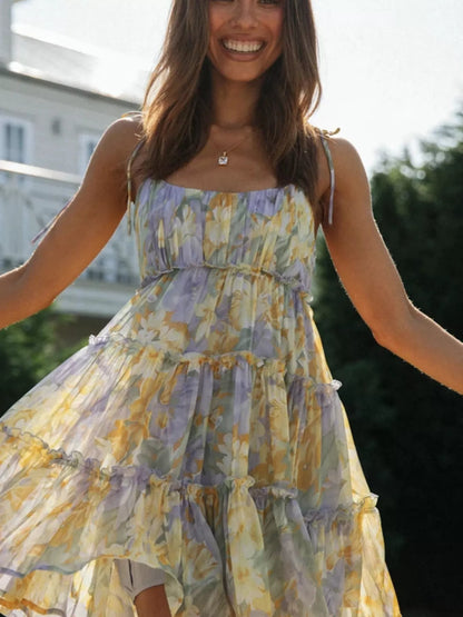 Hazel Blues® |  Floral Print Ruffle Tiered Mini Dress