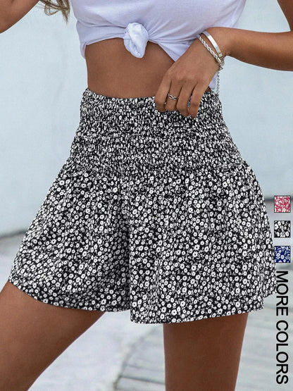 Hazel Blues® |  Floral Print Elastic Waist Shorts