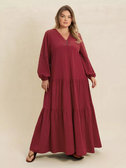 Hazel Blues® | Bohemian Tiered Maxi Dress with Balloon Sleeves