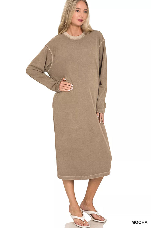 Hazel Blues® |  Zenana Soft Fleece Pigment Dye Sweatshirts Dress