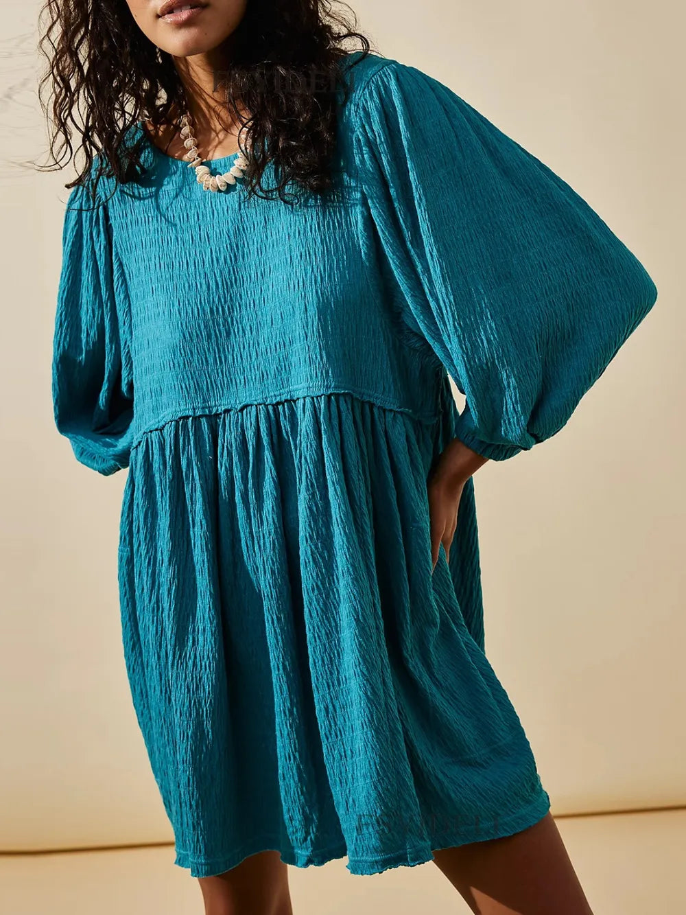 Hazel Blues® |  Cutout Textured Long Sleeve Mini Dress
