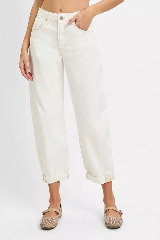 Hazel Blues® | RISEN High Rise Barrel Cropped Jeans