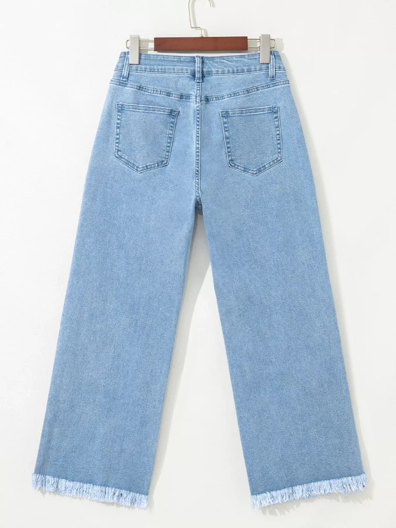 Hazel Blues® |  Colorful Sequin Christmas Tree Patched Raw Hem Cropped Wide Leg Jeans
