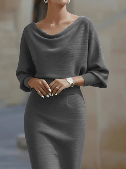 Hazel Blues® |  Cowl Neck Knit Bodycon Dress
