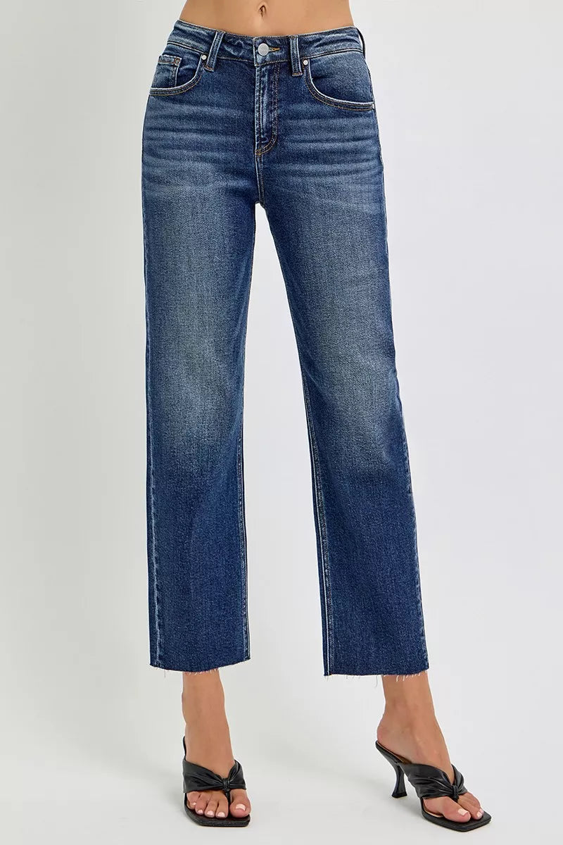 Hazel Blues® |  RISEN High Rise Slim Barrel Jeans