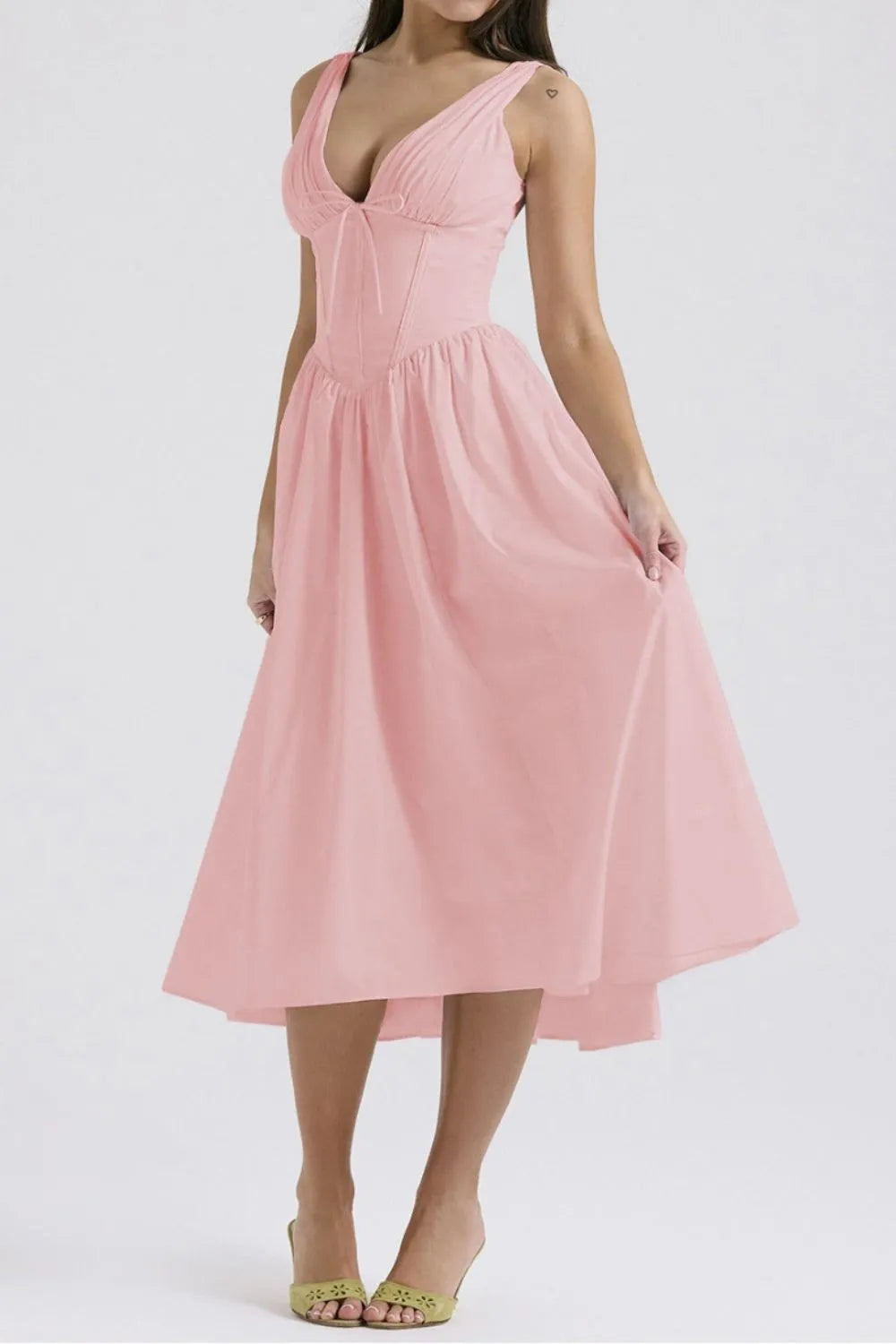 Hazel Blues® |  Ruched V-Neck Sleeveless Dress with Pockets