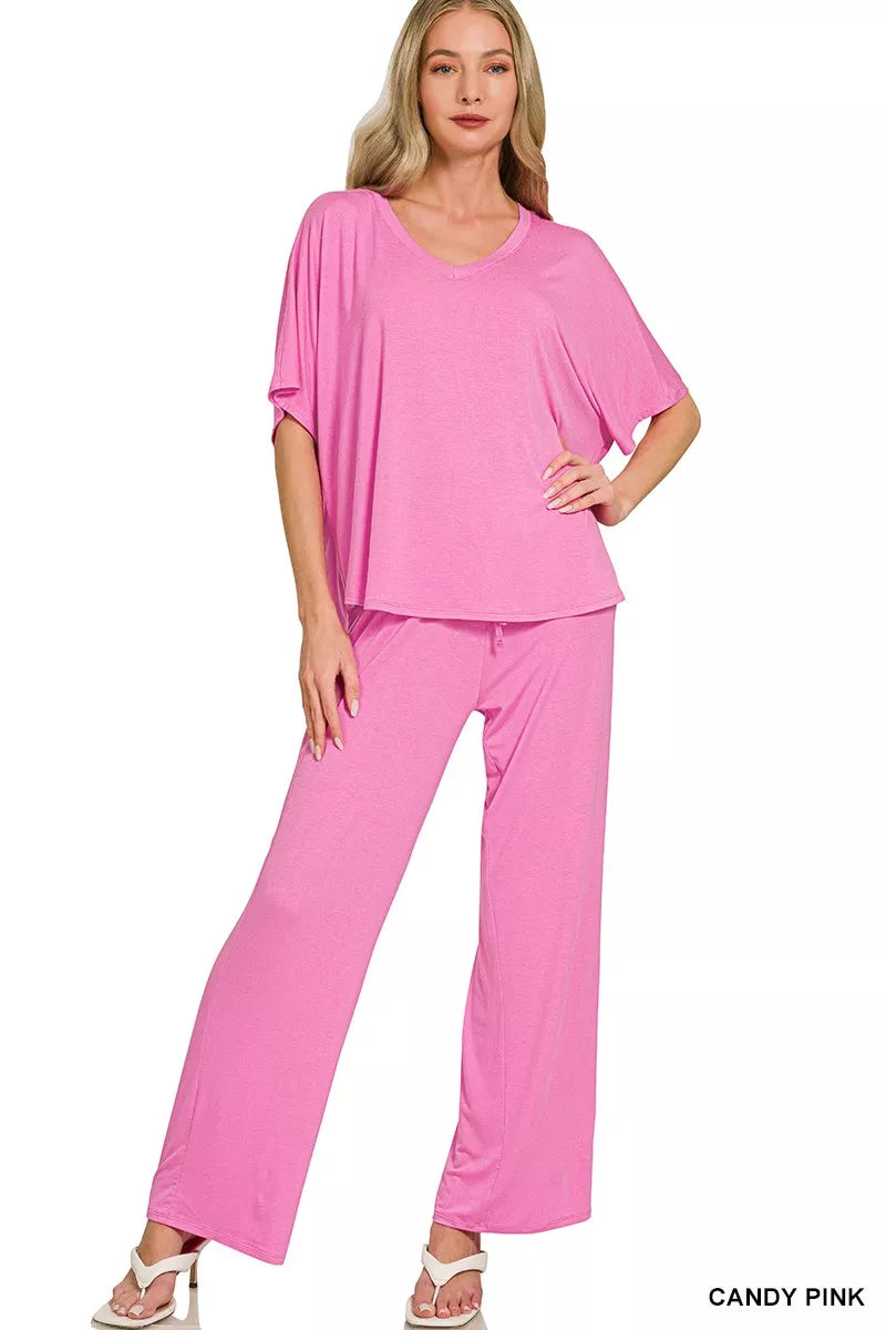 Hazel Blues® |  Zenana V-neck Oversized Top & Pants Set