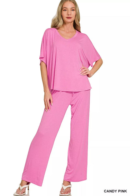 Hazel Blues® |  Zenana V-neck Oversized Top & Pants Set