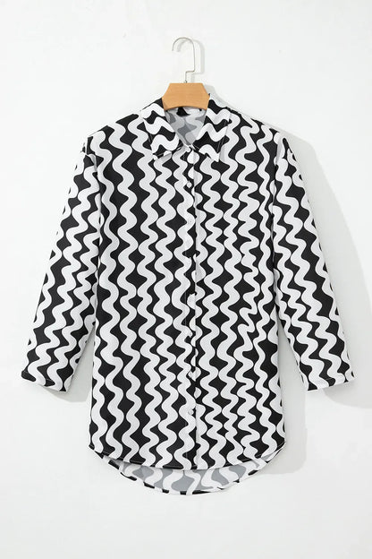 Hazel Blues® | Button Down Contrast Striped Cover-Up