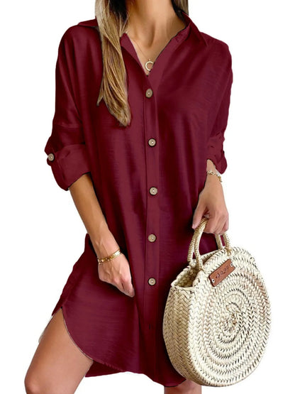 Hazel Blues® |  Button Down Long Sleeve Shirt Dress