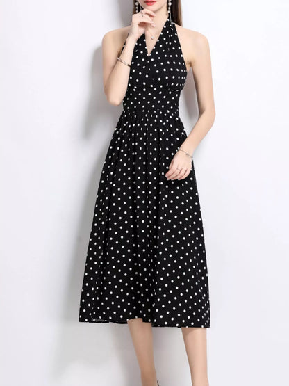 Hazel Blues® |  Polka Dot Halter Neck Midi Dress