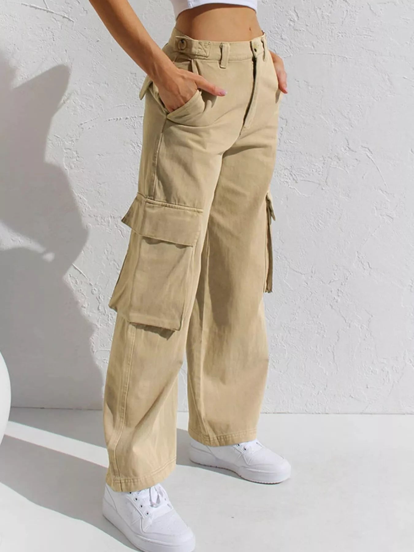Hazel Blues® |  High-Waisted Wide Leg Cargo Jeans