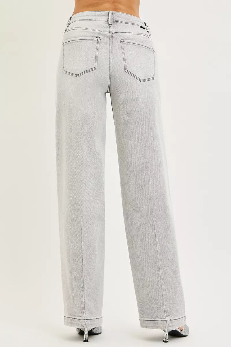 Hazel Blues® |  RISEN Slouchy Baggy Jeans with Contrast Stitching
