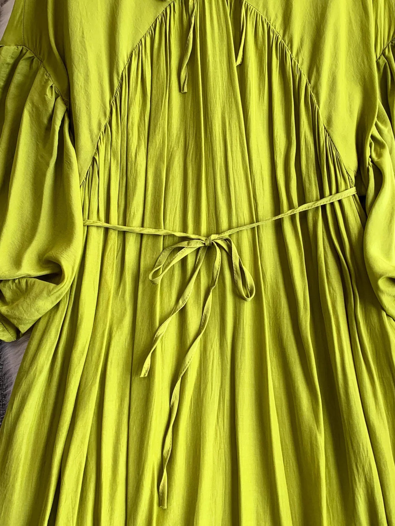 Hazel Blues® |  Balloon Sleeve Tie-Waist Dress