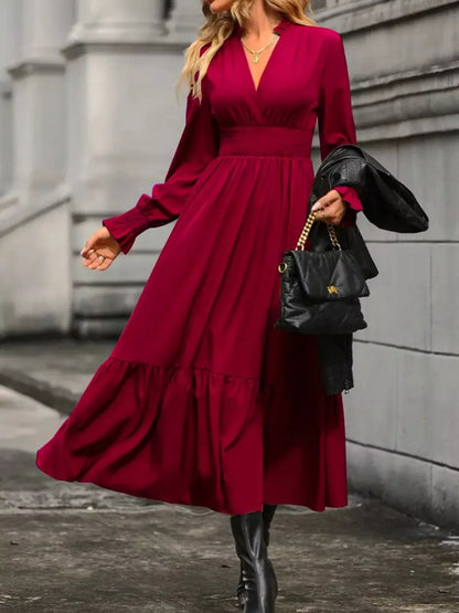 Hazel Blues® |  Surplice Long Sleeve Tiered Midi Dress