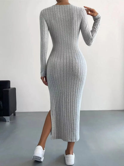 Hazel Blues® | Ribbed Knit Bodycon Midi Dress