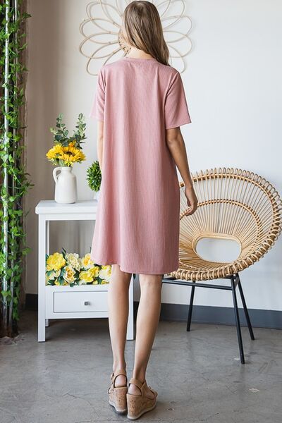 Hazel Blues® | Heimish Solid Ribbed Mini Dress with Button