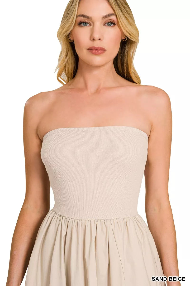 Hazel Blues® |  Zenana Combined Knit Tube Top Flare Mini Dress