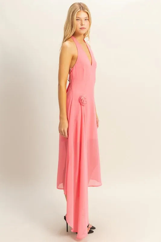 Hazel Blues® |  HYFVE Chiffon Halter Asymmetrical Hem Dress