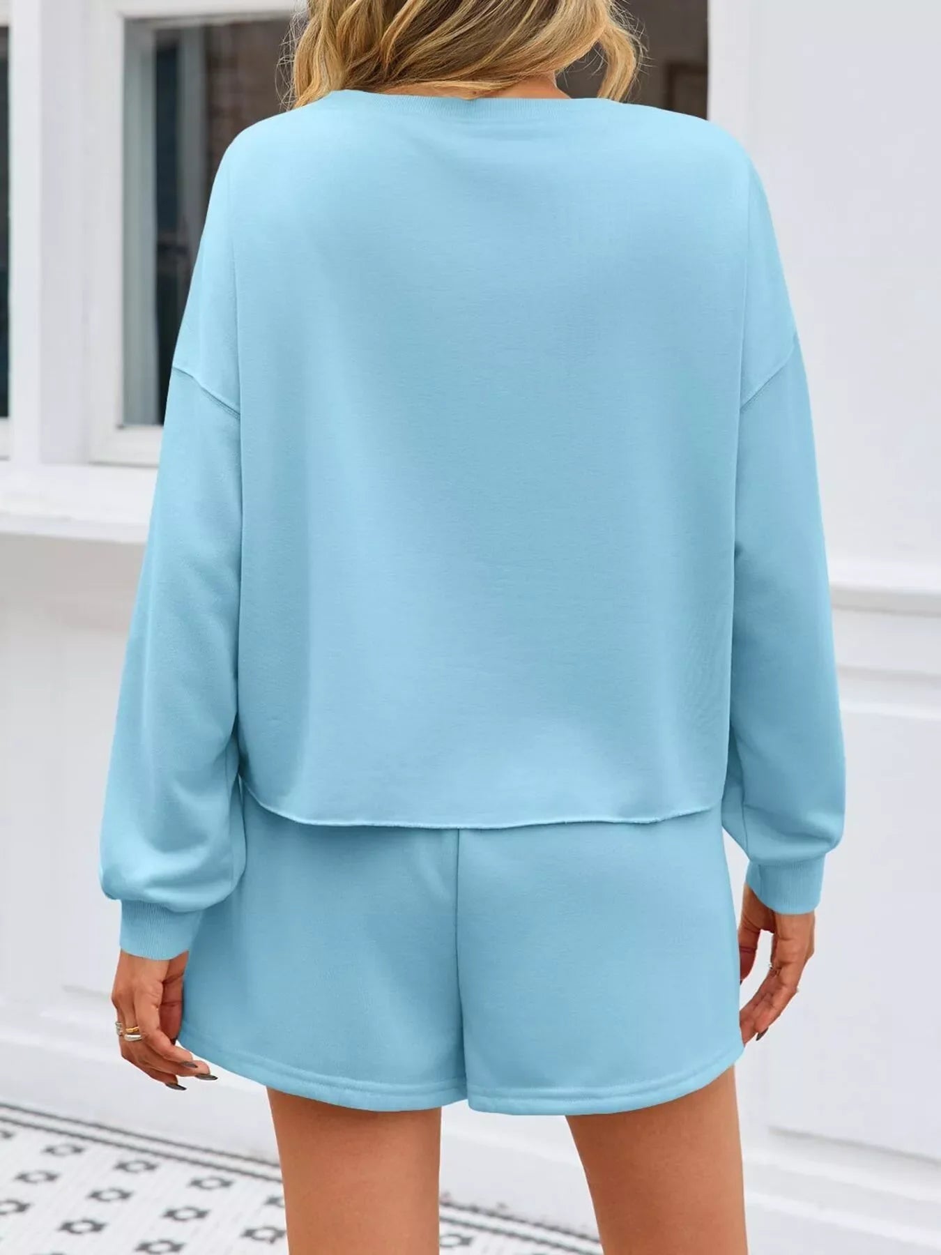 Hazel Blues® |  Pearl Embellished Round Neck Top and Skort Set