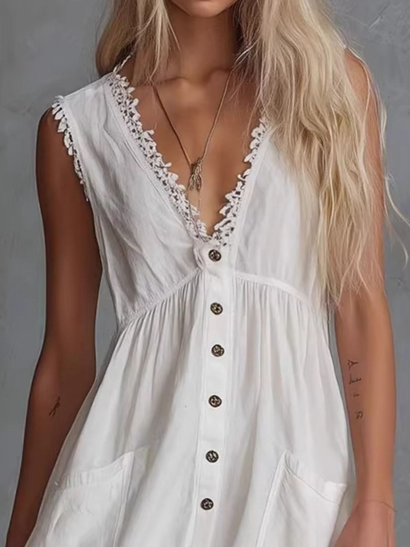 Hazel Blues® |  Sleeveless V-Neck Mini Dress with Pockets