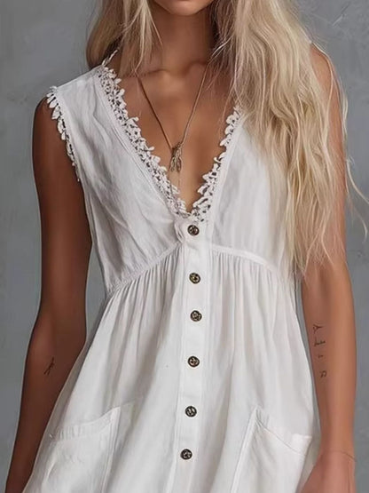 Hazel Blues® |  Sleeveless V-Neck Mini Dress with Pockets