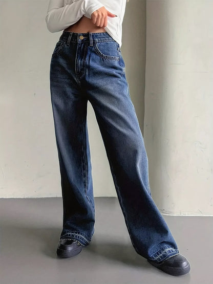 Hazel Blues® |  Wide Leg Vintage Wash Jeans