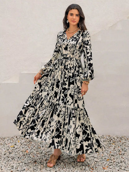 Hazel Blues® | Floral Print Balloon Sleeve Maxi Dress