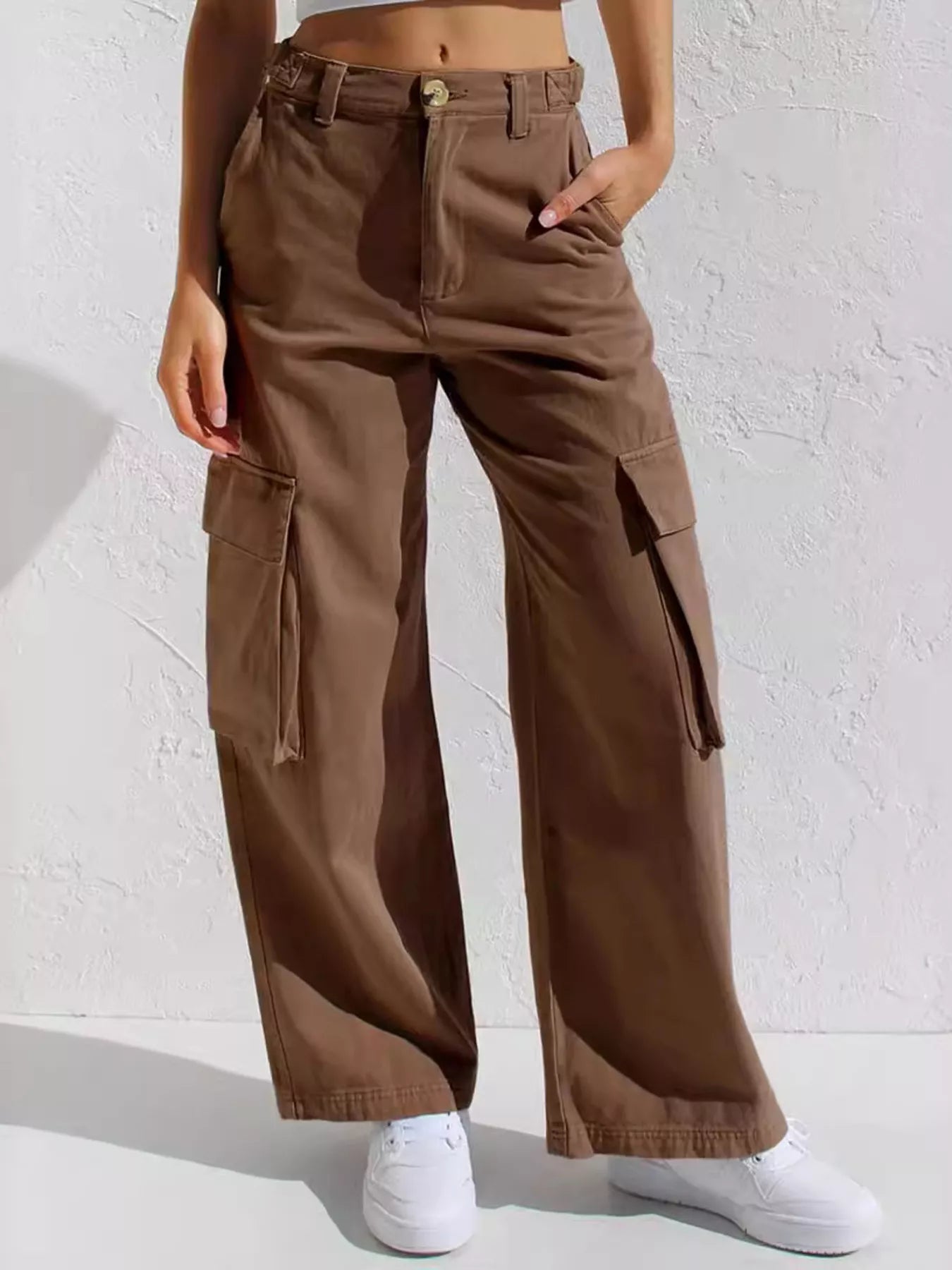Hazel Blues® |  High-Waisted Wide Leg Cargo Jeans