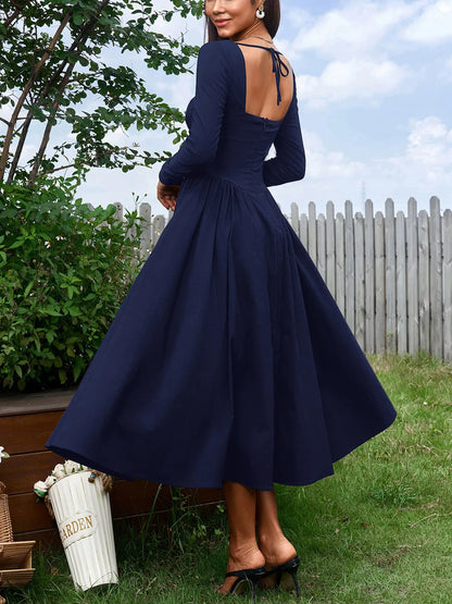 Hazel Blues® |  Sweetheart Neckline Long Sleeve A-Line Midi Dress