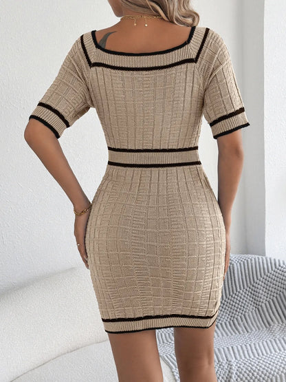 Hazel Blues® |  Decorative Button Short Sleeve Sweater Dress