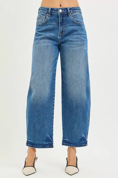 Hazel Blues® |  RISEN Slouchy Cropped Barrel Jeans