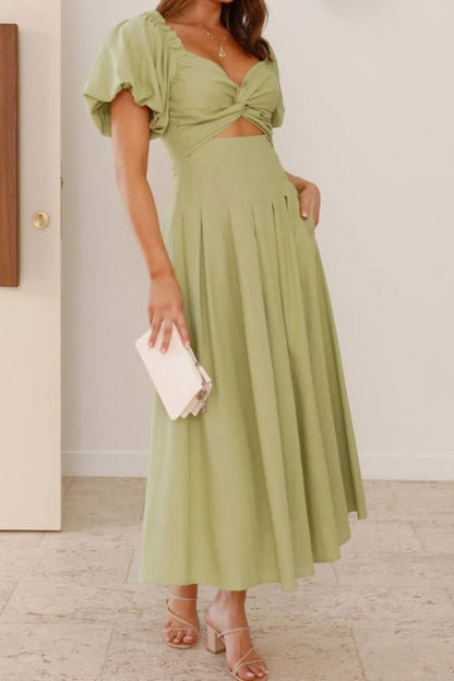 Hazel Blues® |  Sweetheart Neck Puff Sleeve Dress