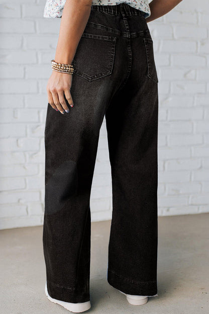 Hazel Blues® | Blue Acid Wash Contrast Lace-up Jeans