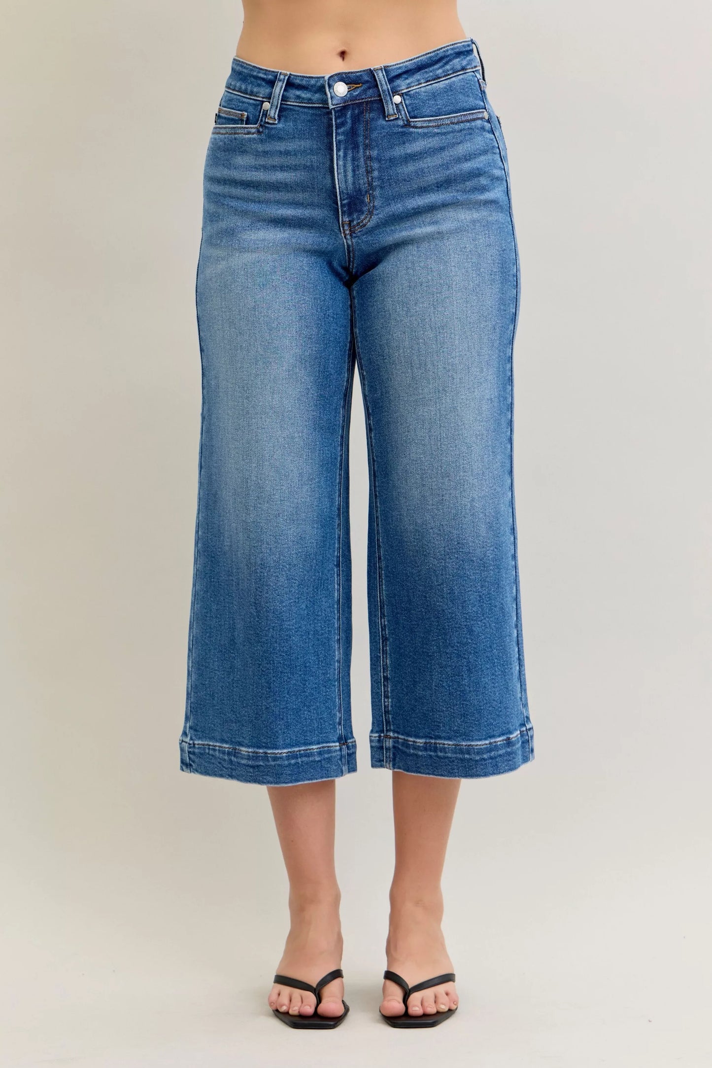 Hazel Blues® |  Judy Blue Mid Rise Crop Wide Leg Jeans