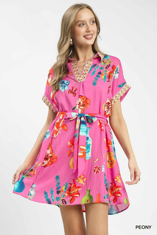 Hazel Blues® |  Umgee Floral Print Mini Dress with Belt