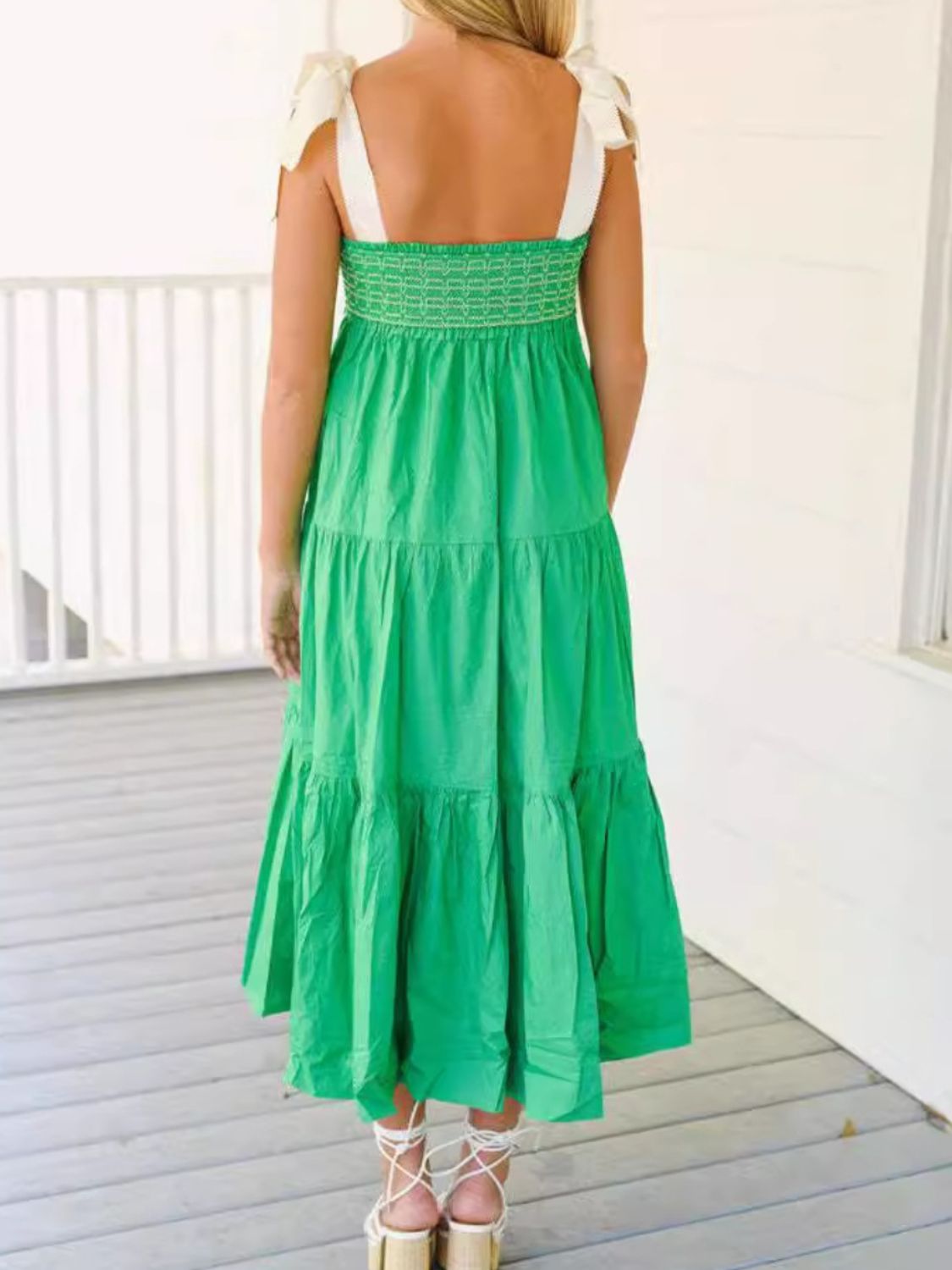 Hazel Blues® |  Tiered Tie Shoulder Midi Cami Dress