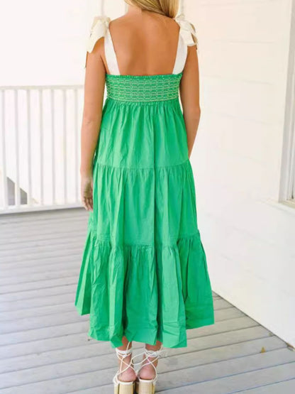 Hazel Blues® |  Tiered Tie Shoulder Midi Cami Dress