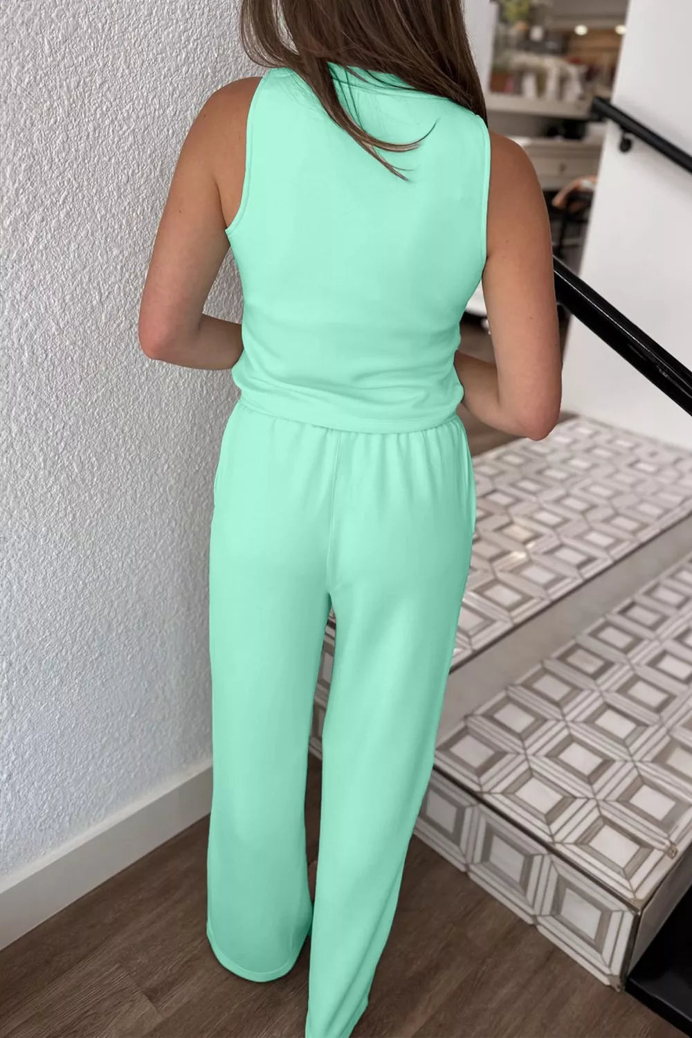 Hazel Blues® |  Drawstring Elastic Waistband Solid Color Two Piece Casual Set