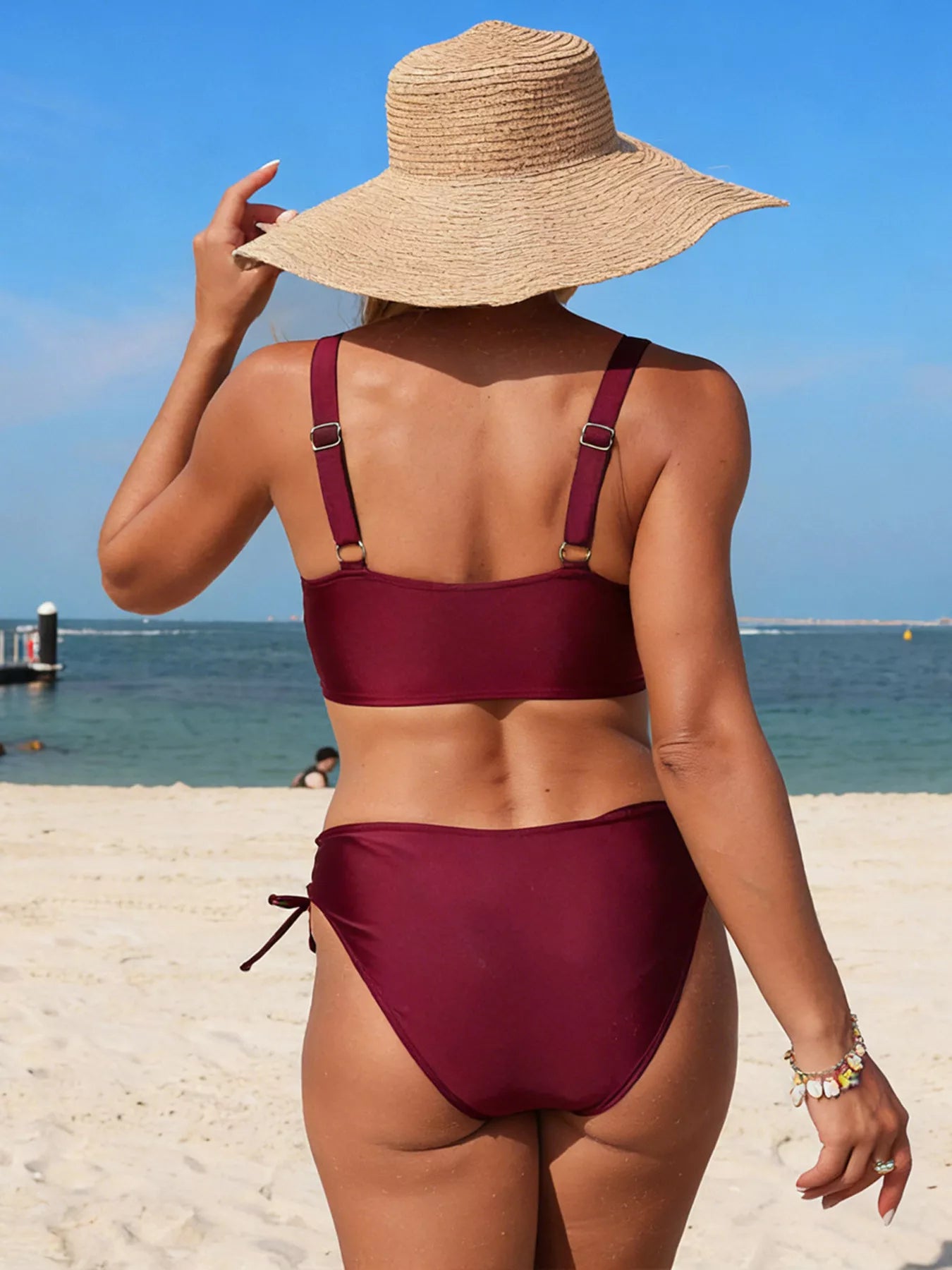 Hazel Blues® | Palm Tree Cutout Lace-Up Swim Set