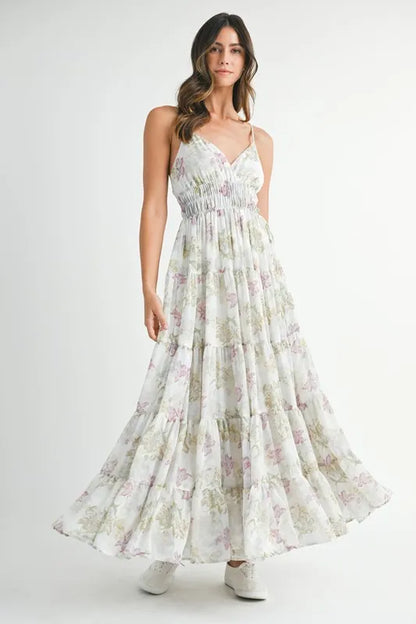 Hazel Blues® |  MABLE Floral Print Tiered Cami Maxi Dress