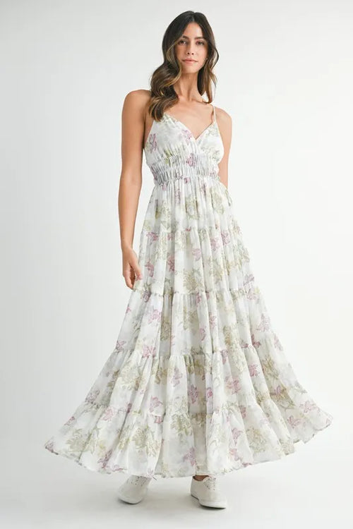 Hazel Blues® |  MABLE Floral Print Tiered Cami Maxi Dress
