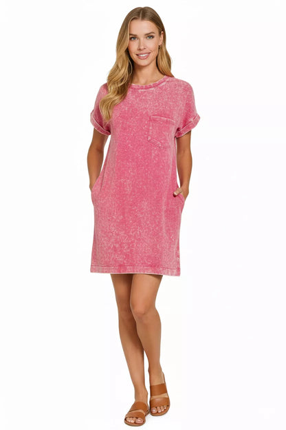 Hazel Blues® |  Zenana Premium Cotton Washed T-Shirt Dress