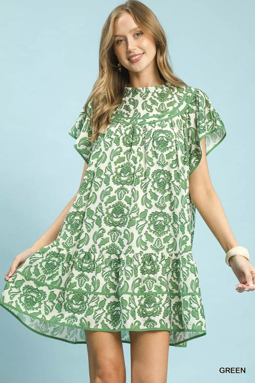Hazel Blues® |  Umgee Abstract Print Babydoll Mini Dress